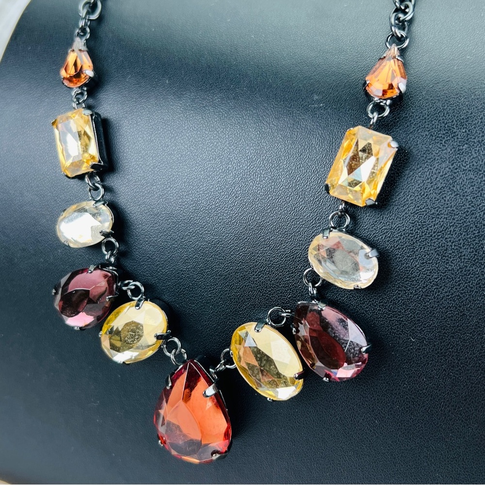 Vintage Liz Claiborne Lightweight Earthy Tones Reflective Statement Necklace